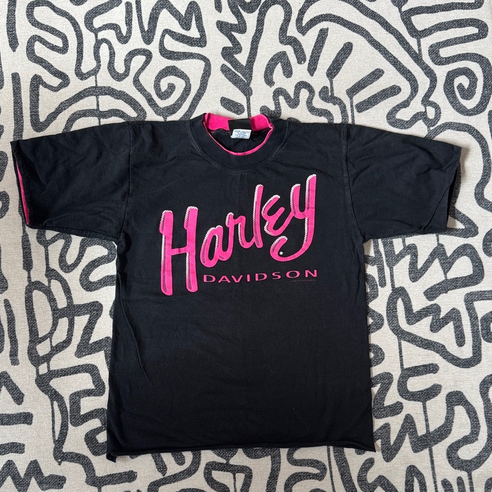 Harley-Davidson Colorado Spring Tee in Black with Pink Lettering